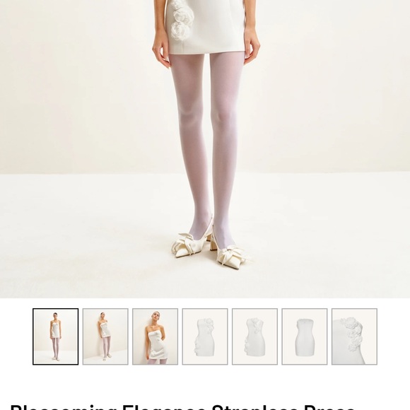 JW PEI White Strapless Mini Dress with Floral Details - Picture 3 of 6